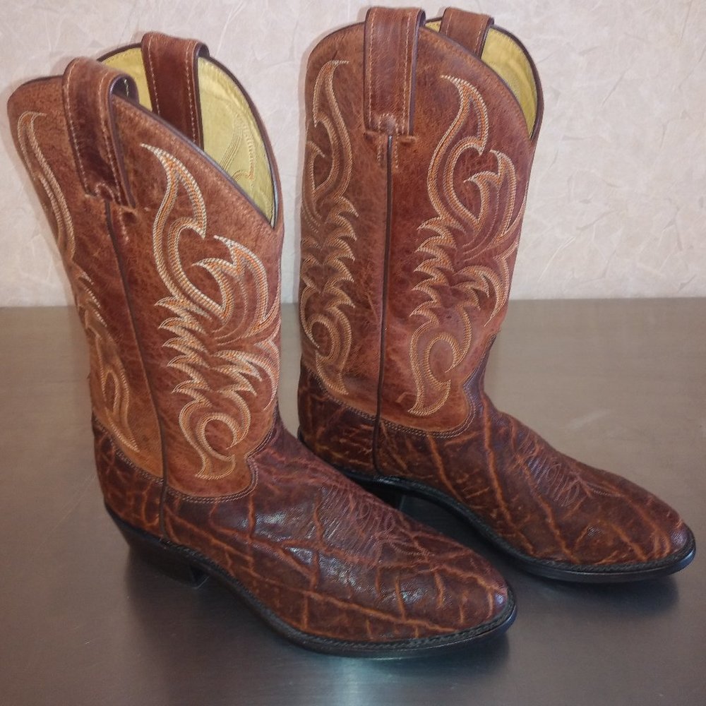 Mens Tony Lama Vintage Chestnut Full Grain ELEPHANT Cowboy Boots 8 D BRAND NEW!